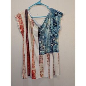 Adora Sleeveless American Flag Blouse Women's Size XL